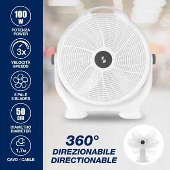 Beper Напольный вентилятор P206VEN561, 100W, 3 скорости, 360° вертикальное направление воздушного потока (P206VEN561)