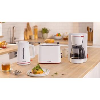 Bosch Kompaktais tosteris TAT3M121, 2, Plastmasa, Balts, Augstais pacēlums, Automātiskā izslēgšanās, Atkausēšanas funkcija (TAT3M121)