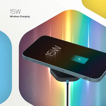 Bezvadu lādētājs ar 30 W maksimālo jaudu un HEXAGON dizainu Wireless Charger HEXAGON 110 Tumši Pelēks Zils CNS-WCS110 CANYON (CNS-WCS110)
