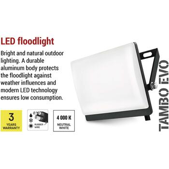 Emos LED прожектор TAMBO EVO ZS2524, 20 W, 2000 lm, IP65, черный, 4000 K, 110°, алюминий, пластик (ZS2524)