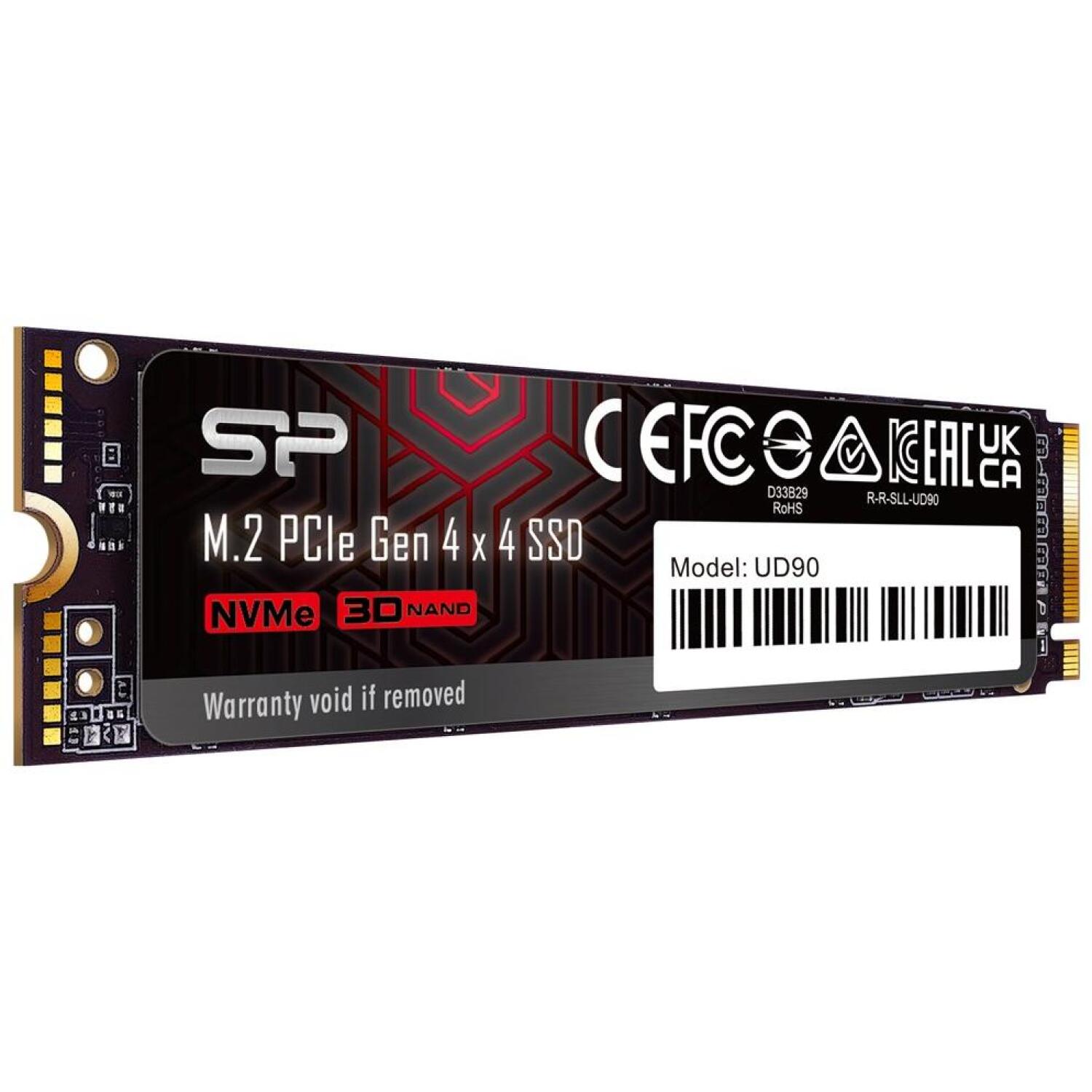 Silicon Power UD90 SSD, SP02KGBP44UD9005, 2 ТБ, PCIe 4.0, 5000 МБ/с, 4800 МБ/с, 3D NAND, 2280, 1.4, 1500 G, 0-70 °C (SP02KGBP44UD9005)