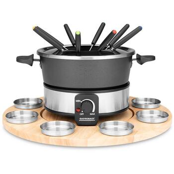 Gastroback 42566 набор для фондю, 8 пер., 1,8 л, 800 Вт, 190 °C, нержавеющая сталь, регулируемый термостат (42566)