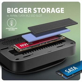Axagon док-станция HMC-UFO 9в1 USB-C 10Gbps, 1x HDMI, 2x USB-A, 1x USB-C, 1x RJ-45, 3.5 мм аудио, M.2 SSD (HMC-UFO)