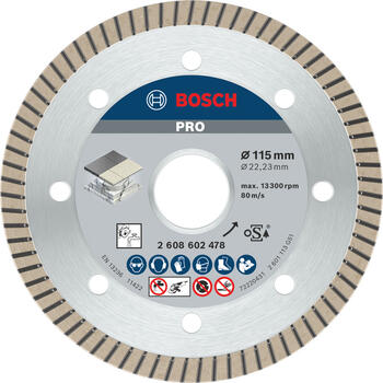 Mazām leņķa slīpmašīnām, marmora zāģiem PRO CERAMIC DIMANTA GRIEZĒJDISKS, 2608602478 BOSCH (2608602478)