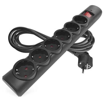 Emos Защита от перенапряжения P54219, 3 м, 6 розеток, 10 А, 2300 Вт, защита от детей, подсвеченный выключатель (P54219)