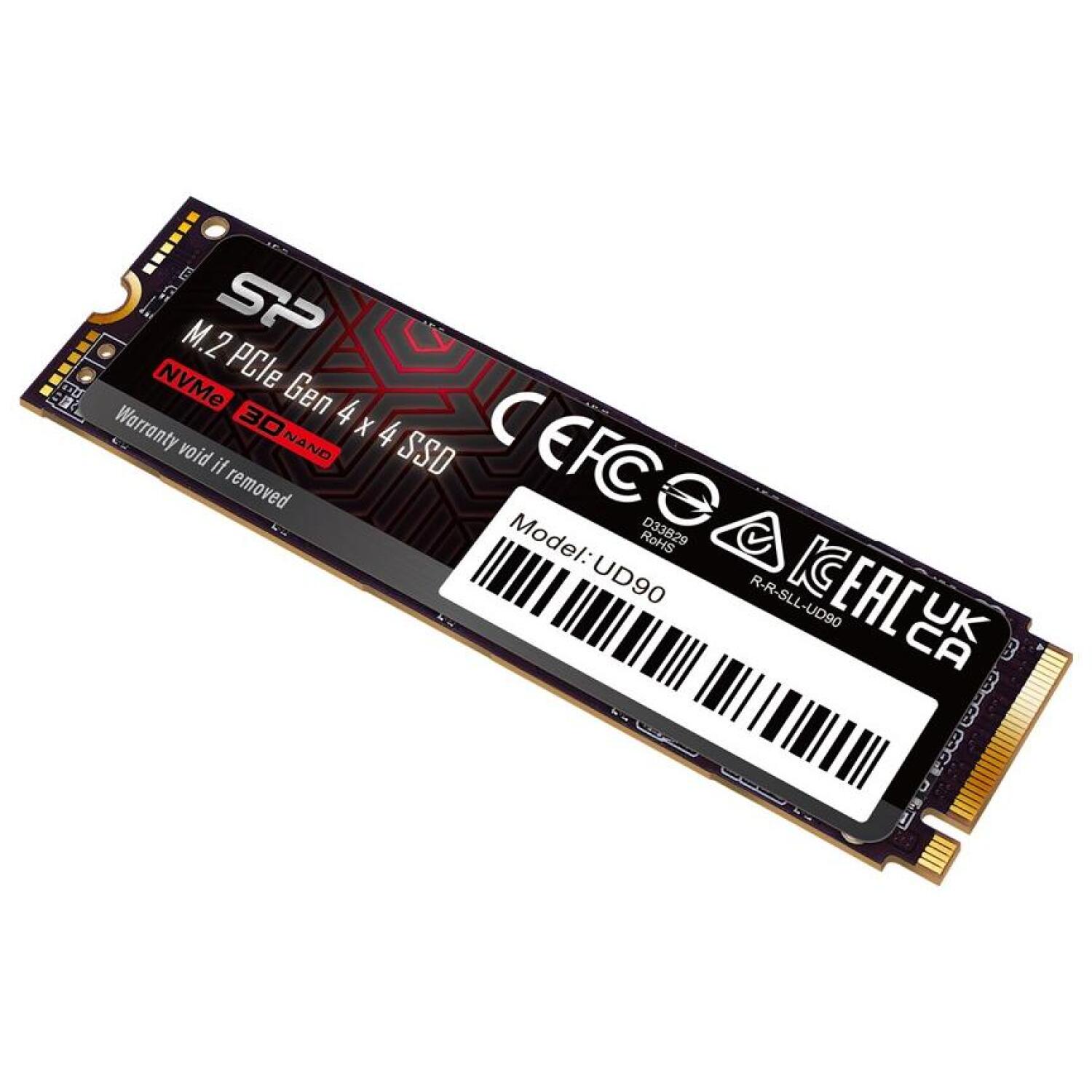 Silicon Power UD90 SSD, SP02KGBP44UD9005, 2 ТБ, PCIe 4.0, 5000 МБ/с, 4800 МБ/с, 3D NAND, 2280, 1.4, 1500 G, 0-70 °C (SP02KGBP44UD9005)