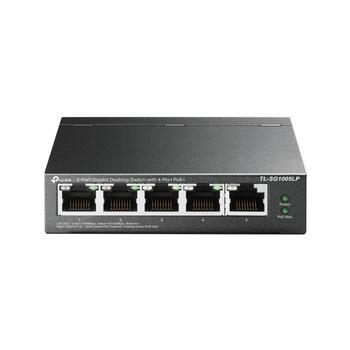 5-портовый гигабитный настольный коммутатор с 4 портами PoE+, TP-Link, TL-SG1005LP, 5× 10/100/1000Mbps RJ45 порты, Без вентилятора (TL-SG1005LP)