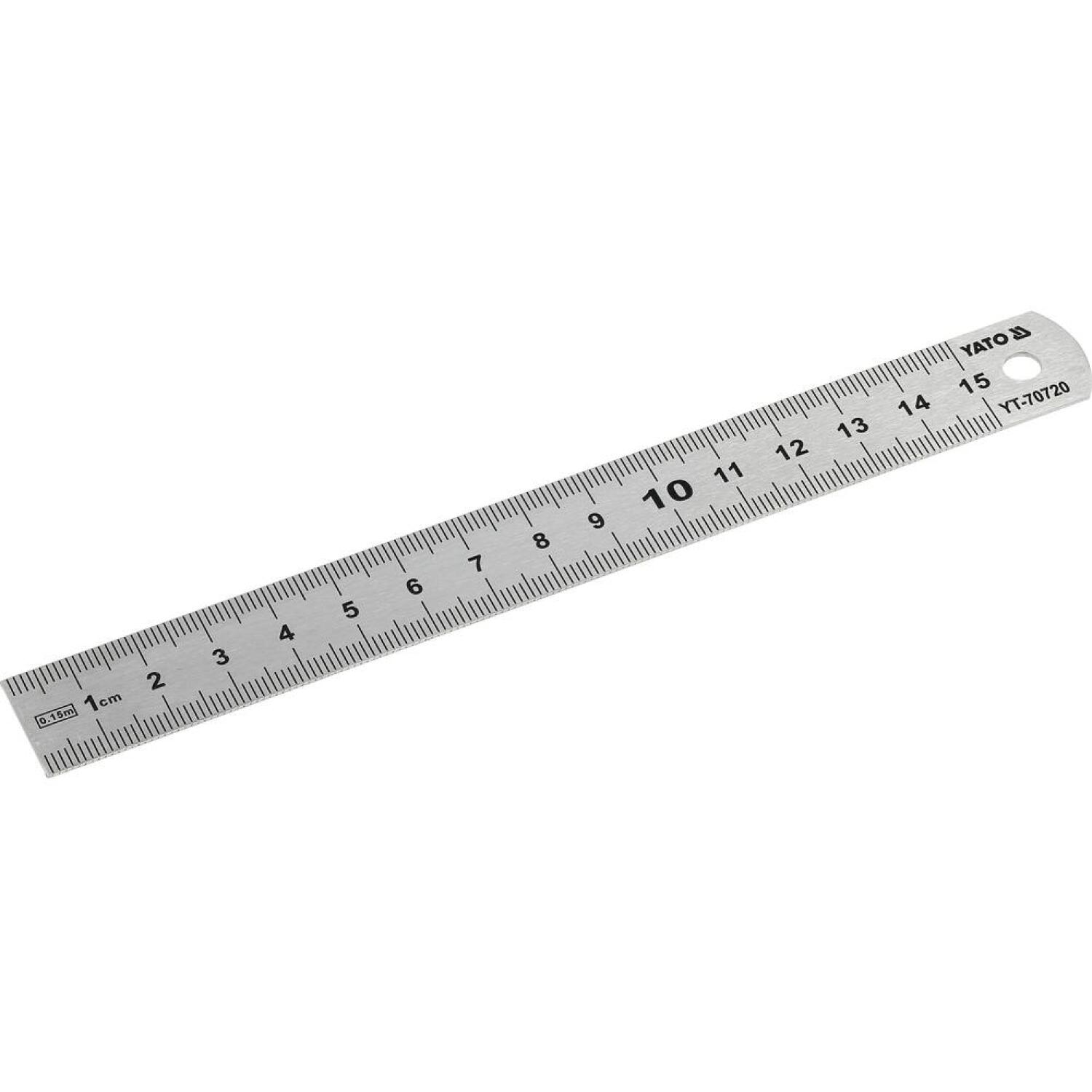 Yato lineāls YT-70720, 150mm, 19mm, 0.8mm, nerūsējošais tērauds, metriskā skala, II klases precizitāte, pulēta virsma (YT-70720)