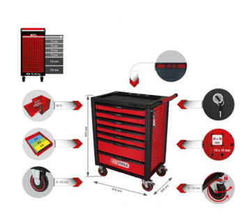 Instrumentu ratiņi RACINGline, 7 atvilktnes +598gab. kompl., Kstools (826.7598)
