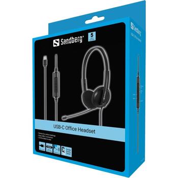 Sandberg USB-C офисные наушники 126-46, 110 г, 32 Ω, 20 - 20000 Гц, 2 м, USB Type C, бинауральные, регулируемая дужка (126-46)