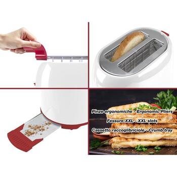 Beper Tosteris P101TOS100, 750W, balta, plastmasa, tērauds, izņemama drupaču paplāte (P101TOS100)