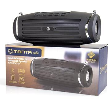 Manta SPK14GO-BK, Bluetooth-колонка, 10 Вт, 2x5 Вт, IPX5, BL 5.0, 10 м, USB, SD, AUX, FM, MP3, 2000 мАч, 4 ч (SPK14GO-BK)