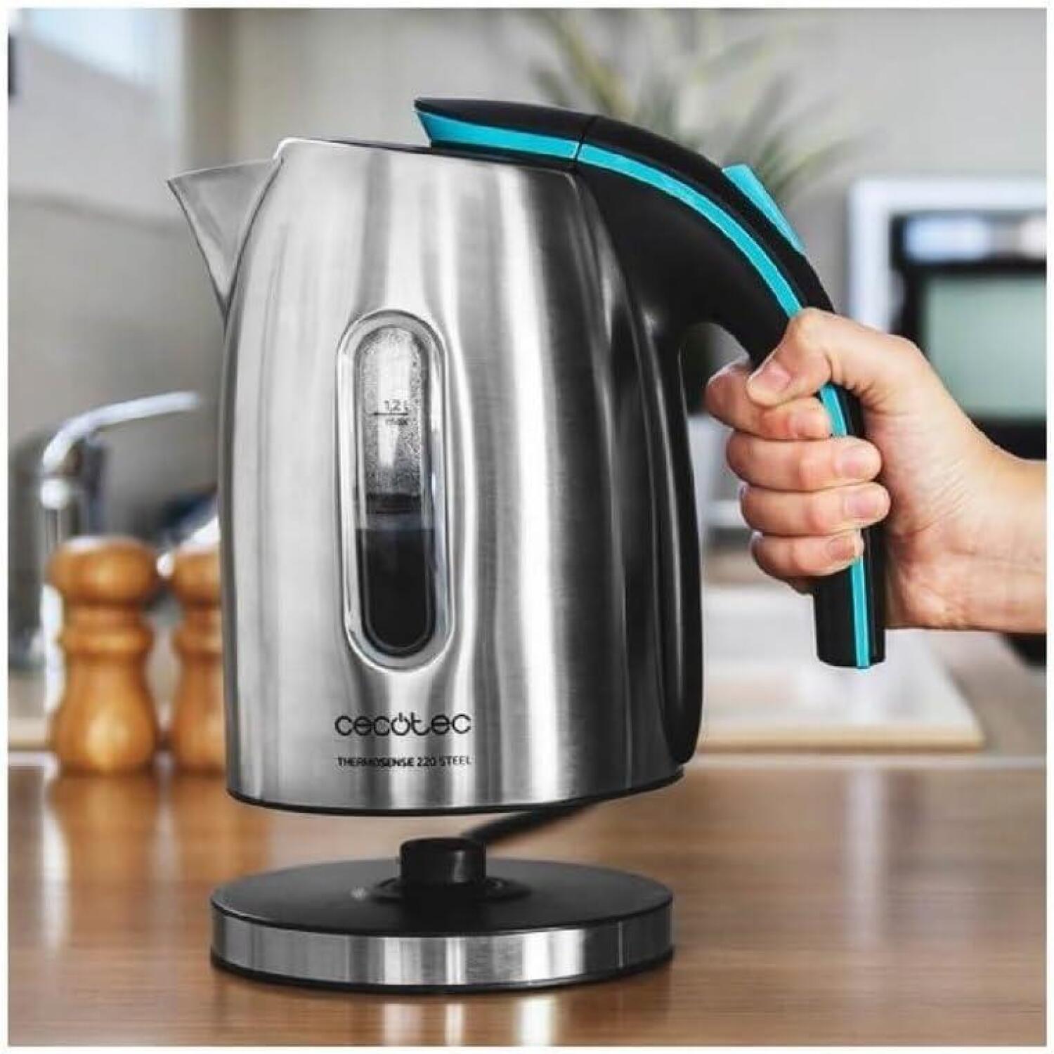 Cecotec Чайник ThermoSense 220 Steel 1513, 1630 W, 1.2 L, нержавеющая сталь, 360° вращающаяся база (1513)
