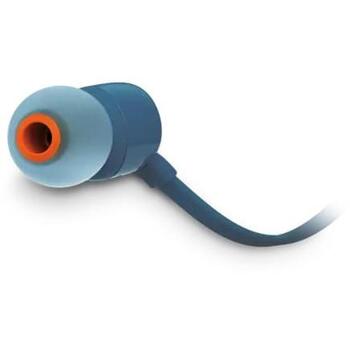 Jbl наушники JBLT110BLU, 3,5мм, 9мм, 20Гц - 20кГц, микрофон, 1-кнопочное управление, плоский кабель (JBLT110BLU)