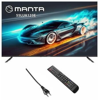 Manta televizors 55LUA123E, 3840 x 2160, 55 collas, 3 HDMI, 2 USB, 250 cd/m², 5000:1, 40000:1, Wi-Fi, Android 11, HDR 10, DD+ 5.1 (55LUA123E)