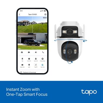 TP-LINK Tapo C545D уличная двухобъективная камера безопасности, 2K 3MP, 165° FOV, 6mm, IP66, двусторонняя связь, AI-детекция (TAPO C545D)