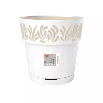 Stefanplast Puķu pods Gaia 2188600, Ø30x29cm, 11,8L, balts, ar paliktni, pašlaistīšana, ārtelpām (2188600)