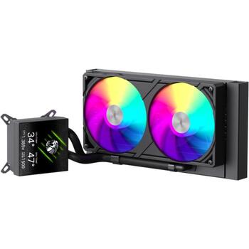 Gamemax procesora šķidruma dzesētājs GLACIER 240 LCD BK, 240mm, 85.82 cfm, TDP līdz 280W, ARGB ventilators (GLACIER 240 LCD BK)