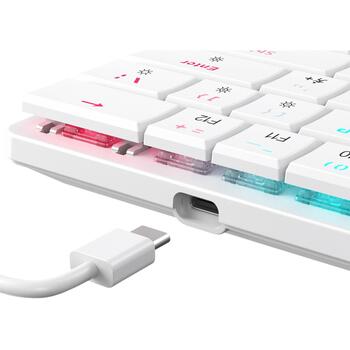 White Shark Клавиатура NAGAMAKI-W-US-RED.SW, 29.2см, 10.3см, 2.5см, 0.32кг, USB-C, RGB подсветка, 62 клавиши (NAGAMAKI-W-US-RED.SW)