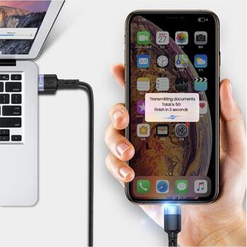 Tellur Кабель данных USB на Lightning LED TLL155373, 1.2m, 5V/3A, 480Mbps, нейлоновая оплетка (TLL155373)