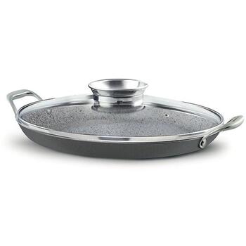 Pensofal Panna 5520, 36cm, Alumīnijs, Nepiedegošais, Ovāla forma, 2 rokturi, Stikla vāks, Piemērota plītīm (5520)