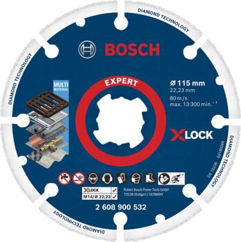 X-LOCK Dimanta disks Metalālam 115mm, Mazām leņķa slīpmašīnām EXPERT DIAMOND METAL WHEEL GRIEZĒJDISKS, 2608900532, BOSCH (2608900532)