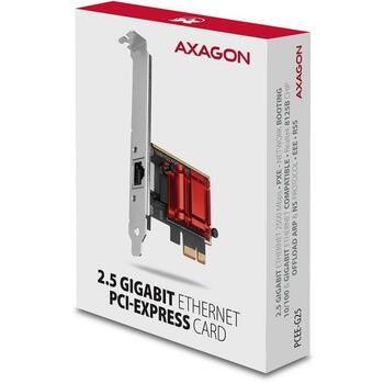 Axagon сетевая карта PCEE-G25 2.5G 1порт, Realtek RTL8125B, PCIe 2.1, 2500 Мбит/с, SP и LP, Plug and Play, поддержка VLAN (PCEE-G25)
