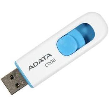 Adata USB флешка C008 AC008-32G-RWE, 32 ГБ, USB Type-A, Белый/Синий, Без крышки, Портативный (AC008-32G-RWE)