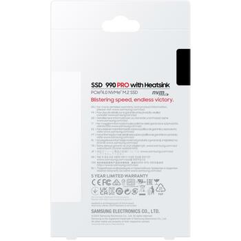 Samsung SSD M.2 MZ-V9P2T0GW 2TB, PCIe 4.0, Скорость чтения 7450 MB/s, Скорость записи 6900 MB/s, V-NAND MLC, Heatsink (MZ-V9P2T0GW)