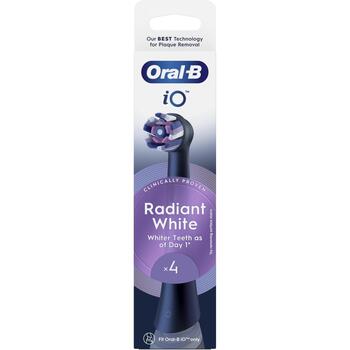 Oral-B elektriskās zobu birstes galviņa iO Whitening Black 4, 4 gab, melna, pieaugušajiem, vidēja cietība, balinoša, pulējoša (iO refill Whitening Black 4)