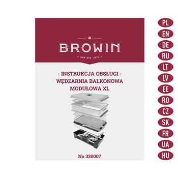 Browin 330007 balkona dūmeklis ar regulējamu ietilpību, 47,5cm, 27,4cm, 27,8cm, 3,87kg, nerūsējošais tērauds, termometrs, 2 degļi (330007)