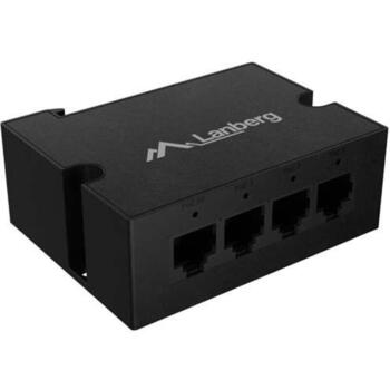 Lanberg Коммутатор PoE Удлинитель DIN-GE4-BT-90W, 4x1Gb, IEEE 802.3af/at/bt, Hi-PoE, металлические зажимы (DIN-GE4-BT-90W)