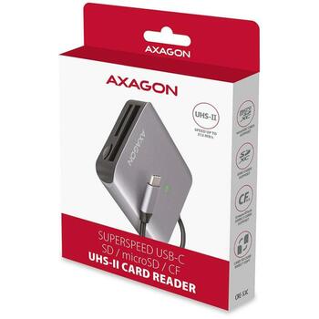 Axagon Читатель карт памяти CRE-S3C, USB 3.2 Gen 1, 3 слота, поддерживает CF, MicroSD, MicroSDHC, MicroSDXC, SD, SDHC, SDXC (CRE-S3C)