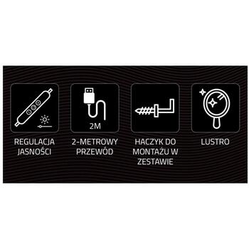 Manta Neona gaismas MASNL130PK, 5W, 2m kabelis, rozā, balts, spoguļa funkcija, spilgtuma kontrole, āķu stiprinājums (MASNL130PK)