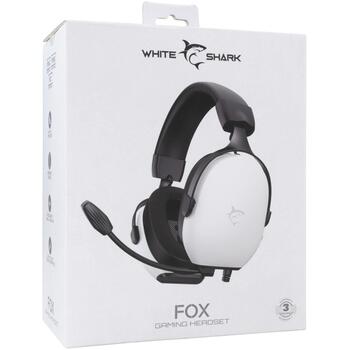 White Shark Наушники FOX-W, 280г, Белый, 1.8м, 32Ω, 20Hz-20KHz, 106dB±3dB, накладные, оголовье, проводные, встроенный микрофон (FOX-W)