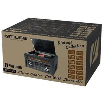 Muse Проигрыватель винила MT-115W, 20Вт, CD, USB, Bluetooth, FM радио, 33/45/78 об/мин, деревянный корпус (MT-115W)