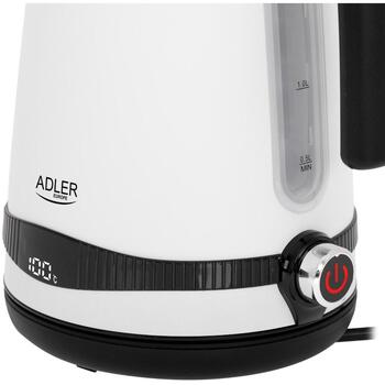 Adler Электрический чайник AD 1295w, 1.7 л, 2200 Вт, нержавеющая сталь, 360° поворотная база, белый (AD 1295w)