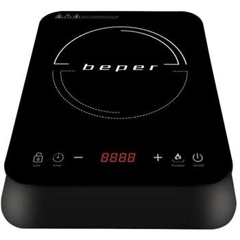 Beper Индукционная плита BF.700, 2000 W, Закаленное стекло, 10 уровней мощности, 10 температурных режимов, Программируемый таймер (BF.700)