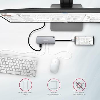 Axagon USB хаб HMC-6M2 6in1, 2x USB-A, 1x USB-C PD, 1x HDMI 4K, 1x RJ-45, 18 см кабель (HMC-6M2)