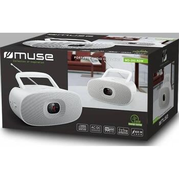 Muse портативный радиo CD-плеер MD-202RDW, AC 230V, FM/MW, LED-дисплей, CD-RW/CD-R/CD-DA, белый (MD-202RDW)