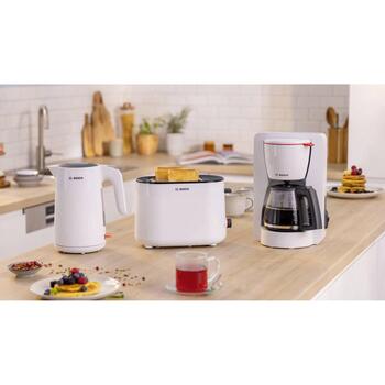 Bosch Tosteris TAT2M121, 950 W, 2, balta, plastmasa, atkausēšana, augstais pacēlums, automātiskā izslēgšanās (TAT2M121)