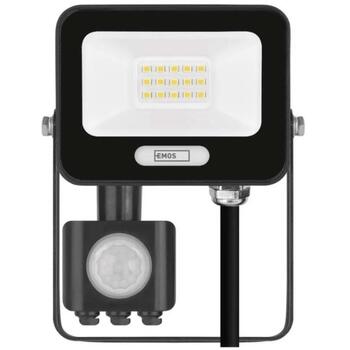 Emos LED прожектор GLARO ZS2314B, 10 W, 1000 lm, IP54, нейтрально-белый, PIR датчик, алюминий (ZS2314B)
