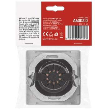 Emos Триак диммер № 6 A6003.0, 3-60W LED, 7-110W галоген, белый, поворотное управление, кнопочный переключатель, 1 шт. (A6003.0)
