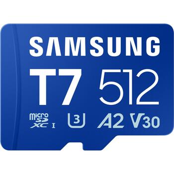 Samsung Карта памяти T7 microSD MB-MB512T/WW, 512 GB, Micro SDXC, UHS-I 10 U3 V30, до 170 MB/s, водонепроницаемая, ударопрочная (MB-MB512T/WW)