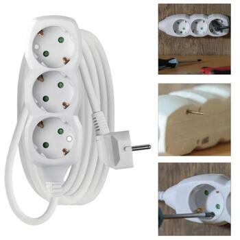 Emos Удлинитель P0323R, 3 м, 3× 2P + PE ГЕРМАНИЯ, 3 680 Вт, ПВХ, защита от детей (P0323R)