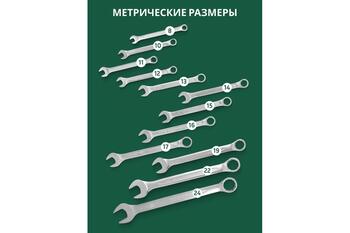 Rockforce RF-5121P Набор комбинированных ключей, 12шт, 8-24мм, CrV, хромированные, полотно (RF-5121P)