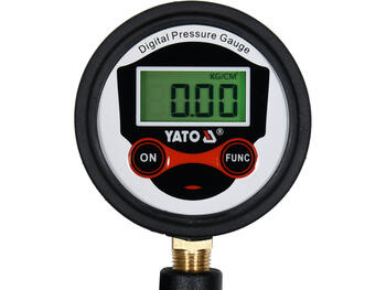 Yato pneimatiskā pumpēšanas pistole YT-23702, 0.8 MPa, 440 mm šļūtene, 55 mm manometrs, LCD displejs, alumīnijs, ergonomisks (YT-23702)