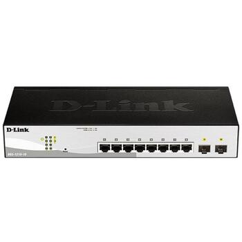 D-Link коммутатор DGS-1210-10/E, 8x Gigabit Ethernet, 2x SFP, 20 Gbit/s, L2 управляемый, 1U, черный, серый (DGS-1210-10/E)