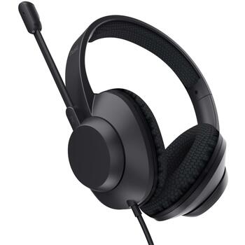 Trust наушники 25462, 40 мм, 20 - 20000 Гц, USB Type-C/USB Type-A, микрофон с шумоподавлением, регулируемая дужка, черный (25462)