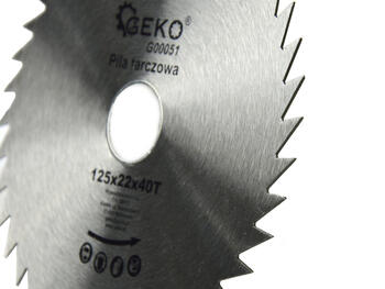 Geko Ripzāģa asmens G00051, 125mm, 22mm, 40 zobi, augstas kvalitātes tērauds, piemērots OSB, MDF, finiera un plastmasas griešanai (G00051)